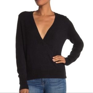 Madewell Wool Blend Black Wrap Sweater
